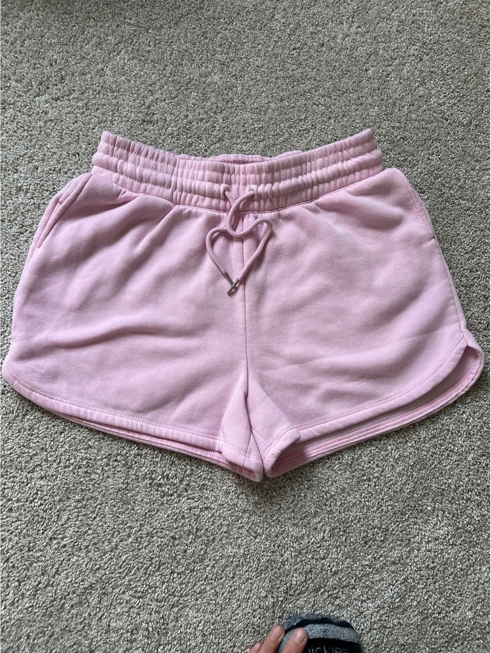 Pink drawstring lounge shorts